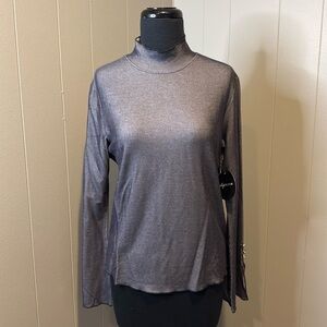 NWT Indigo Bloom Women’s Medium Flare Sleeve Turtleneck Sweater Pinstripes